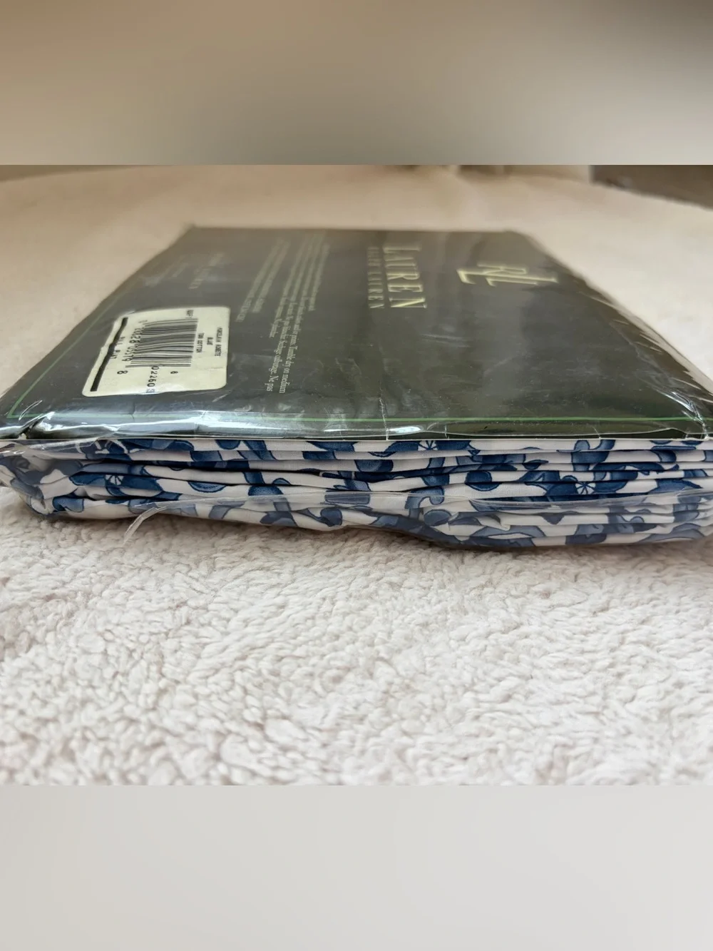 New Vintage Lauren Ralph Lauren Porcelain Rosette Full Flat Sheet Blue Country